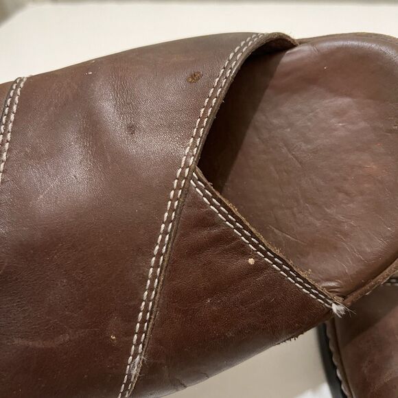 Clarks Criss Cross Brown Leather Slip On Slides Sandals Womens Size 8M VTG 2003 - Picture 13 of 13